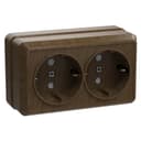 Розетка 2-м ОП Октава РС22-3-ОД 16А IP20 с заземл. дуб IEK ERO21-K04-16-DC