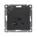 Розетка USB Афина A+С 2.4/4А, механизм  с/у, графит (еврослот)