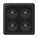 Розетка четырехместная квадратная UNIVersal серия Олимп б/з, о/у, 16А, 220В, черная Универсал