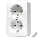 Розетка штепсельная SCHUKO накладная 16A 250V сдвоенная слоновая кость