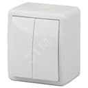 Выключатель двойной IP54, 10АХ-250В, ОУ, Эра Эксперт, белый,11-1404-01