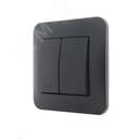 KARINA Выключатель двойной с подсветкой чёрный бархат  (10шт/120шт)