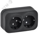 GLORY Розетка 2-местная для открытой установки с заземлением с защитными шторками 16А РСш22-3-ХЧм черный матовый IEK ERH24-K02M-16