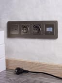 Розетка BRITE РЮш10-1-БрШ 16А с USB A+A 2.1А с заземл. защ. шторки механизм шампань IEK BR-R14-16-U21-D21-K37