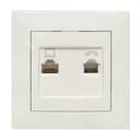 Валенсия розетка RJ-45+RJ11 2-местная белая