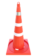 Конус дорожный  - КС-3.6 - 750 мм. мягкий, комбинированный , квадратное основание, 1 светоотр., 2 белые полосы)