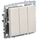 BRITE Выключатель трехклавишный 10А ВС10-3-0-БрКр бежевый IEK