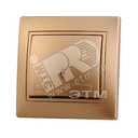 Мира Выключатель проходной металлик золото с вставкой Lezard