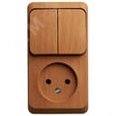 ЭТЮД блок открытой установки Розетка без заземления + Выключатель 2-клавиш., бук