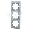 MIRA Рамка 3 поста вертикальная металл серый без вставок Lezard