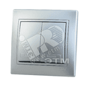 MIRA Выключатель двухклавишный металлик серый со вставкой Lezard