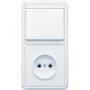 БЭЛЛА Блок  комбинированны скрытой установки (одноклавишный выключатель +розетка) БКВР-037, белый