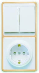 Блок БКВР-035 Бэлла (2-кл. выкл. + евророзетка с защ. шторками) зол. Кунцево 5836