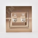 DERIY Розетка компьютер+телефон светло-коричневая металлик