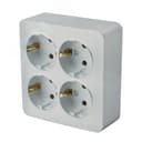 Розетка четырехместная квадратная с/з 250В 10А серия София серебро STEKKER