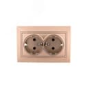Мира Розетка двойная с заземлением керамика       светло-коричневый перламутр