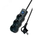 Удлинитель 5м, ПВС 3х0.75 3 гнезда, заземление, выключатель 10А черный YKsm5m-3g-Z-V10A-B КОСМОС