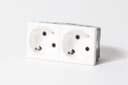 Розетка электрическая 2х2К+З со шторками, с безвинтовым зажимом, под углом 45гр (белый) SPL (200003)