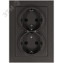 Розетка Schuko двойная с защитными шторками 16A 250V~ 2P+T, цвет Мокко