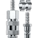 Набор (штуцер "елочка" 8 мм - рапид муфта) + (рапид штуцер-штуцер "елочка" 8 мм) + (обжимные хомуты 2 шт) ЗУБР