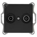 Розетка TV+FM9.5 мм оконечная с накладкой, цвет Антрацит Jasmart