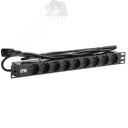 Блок розеток PDU 9 розеток шнур 2 метравилка IEC 320 C14. профиль из ПВХ. Черный ITK