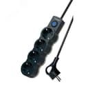 Удлинитель 5м, ПВС 3х0.75 4 гнезда, заземление, выключатель 10А черный КОСМОС