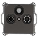 Розетка TV+FM+SAT9.5 мм проходная с накладкой, цвет Мокко