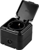 Розетка STEKKER PST162144 с заземляющим контактом пластик АВС 250В 16А IP44 черная RA 16211Ч 32741