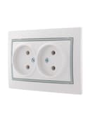 Розетка 2-м СП Mira 16А IP20 без заземл. с сер. вставкой керамика бел. LEZARD 701-0215-128