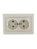 Розетка 2-м СП Mira 16А IP20 с заземл. со вставкой керамика крем. LEZARD 701-0303-127