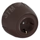 Розетка с заземлением  Rotondo, защитные шторки, винтовые контакты, цвет коричневый
