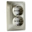 Розетка Bravo 2-ой с/з с з/ш, механизм, 16А, 250В, шампань