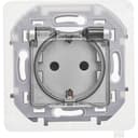 Розетка 2К+З IP 44 с откидной крышкой и шторками немецкий стандарт 16 А 250 В~ INSPIRIA алюминий LEGRAND