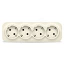 Розетка четырехместная серия IONICH, с/з, о/у, 16А, 220В, слоновая кость (ivory) Универсал