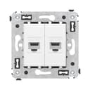 Компьютерная розетка RJ-45 без шторки в стену, кат.5е двойная, "Avanti", "Белое облако" DKC 4400664