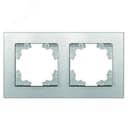Рамка двухместная горизонтальная Афина серебро (еврослот) Универсал