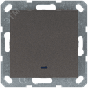 Выключатель одноклавишный проходной со светодиодом 10A 250V~ с накладкой, цвет Мокко Jasmart