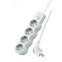 Удлинитель 1.5м, ПВС 3х0.7, 4  гнезда, заземление, выключатель 10А белый