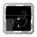 Штепсельная розетка SCHUKO одинарная, с заземлением, с крышкой, с шторками, 16A, 250В  (механизм + накладка, без рамки). Серия A500  Материал- дуропласт  Цвет- черный
