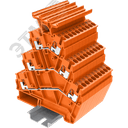 Клемма TP 3-уровневая угловая с держателем маркировки, Push-in, сечение 2,5 мм. кв., оранжевая