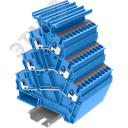 Клемма TP 3-уровневая угловая с держателем маркировки, Push-in, сечение 2,5 мм. кв., синяя