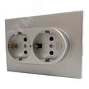 Розетка двухпостовая Ugra с/з с з/ш, механизм, 16А, 250В, серебро