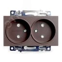 Розетка двухместная с защитной шторкой (механизм) б/з, 250В, 10А, серия Катрин, шоколад Stekker