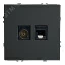 Розетка TV + компьютерная RJ-45 (механизм),, серия Эмили, черный уголь, soft touch