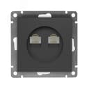 Розетка компьютерная двухместная UNIVersal серия Афина с/у, 1А, RJ45, графит (еврослот), механизм