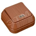 Выключатель одноклавишный наружный с подсветкой орех