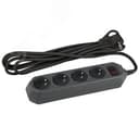 Сетевой фильтр USF-M-4es-1,5m-B с защитой (термо) с заземлением с выключателем 4 розетки 1,5м 10А черный Б0019740 ЭРА