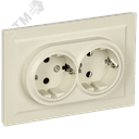 BRITE Розетка двойная с заземлением с защитными шторками 16А в сборе РСш12-3-БрКр бежевый
