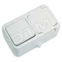 Блок: выключатель одноклавишный + розетка с крышкой белый полугерметичный Makel